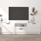 VidaXL TV-meubel 140x35x40 cm - Bewerkt Hout - Hoogglans Wit