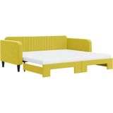 VidaXL-Slaapbank-onderschuifbed-en-matrassen-100x200-cm-fluweel-geel