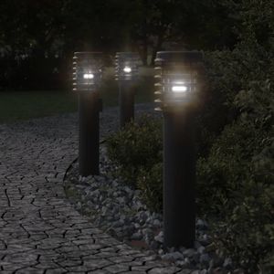 vidaXL Buitenvloerlampen 3 st stopcontact 60 cm roestvrijstaal zwart