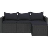 vidaXL Loungeset poly rattan zwart