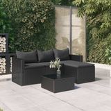 vidaXL Loungeset poly rattan zwart