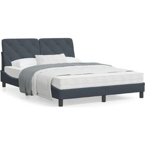vidaXL Bed met matras fluweel donkergrijs 140x200 cm