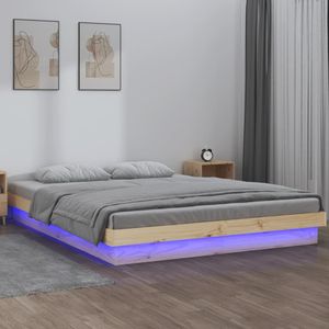 vidaXL Bedframe LED massief hout 150x200 cm King Size