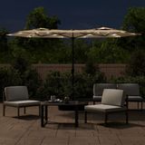 vidaXL Parasol dubbel met LED's 316x240 cm taupe