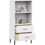 VidaXL-Boekenkast-met-2-lades-OSLO-60x35x128,5-cm-massief-hout-wit