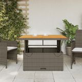 vidaXL Tuintafel 110x110x71 cm poly rattan en acaciahout grijs