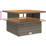 vidaXL Tuintafel 110x110x71 cm poly rattan en acaciahout grijs