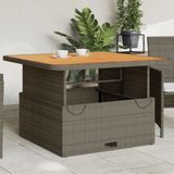 vidaXL Tuintafel 110x110x71 cm poly rattan en acaciahout grijs