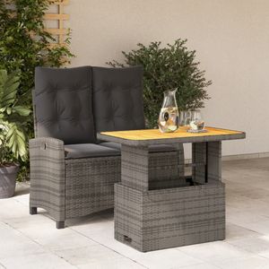 vidaXL 2-delige Tuinset met kussens poly rattan grijs