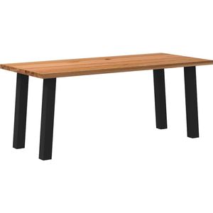 vidaXL Eettafel rechthoekig 180x80x74 cm massief eikenhout lichtbruin