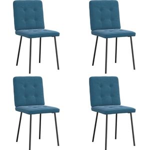 vidaXL Eetkamerstoelen 4 st fluweel blauw