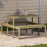 vidaXL Picknicktafel 110x134x75 cm geïmpregneerd grenenhout