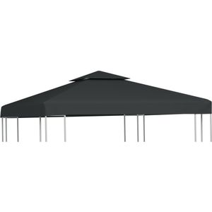 <p>Geniet van je buitenruimte zonder te verbranden in de zon! Dit vervangende tentdoek voor je prieel geeft je nieuwe mogelijkheden voor ontspanning en verfrissing.</p>
<p>Dit mooie dak heeft een PVC-coating voor bescherming tegen zon, regen en ander slecht weer.</p>
<p>Iedere hoes heeft 8 dichtingsringen die ook fungeren als afvoer in het geval van hevige regen.</p>
<p>Aangezien de ringen aan de zijkanten van de hoes zitten wordt de waterdichtheid niet beïnvloedt als je onder het doek zit.</p>
<p>De stof weegt 310 g/m² en heeft versterkte hoeken voor verbeterde duurzaamheid.</p>
<p>Deze perfecte overkapping kan het hele jaar, in door alle weersomstandigheden, gebruikt worden zodat jij en je familie en vrienden altijd een plek hebben om te zitten.</p>
<p>Opmerking: dit is alleen het luifeldoek.</p>
<p>Het prieelframe wordt niet meegeleverd.</p>
<p>Dit is een hoogwaardig vervangingsdoek voor mensen die al een frame hebben.</p>
<ul>
  <li>Kleur: donkergrijs</li>
  <li>Afmeting: 3 x 3 m (L x B)</li>
  <li>Afmetingen bovenste laag: 82 x 82 cm (L x B)</li>
  <li>Stofgewicht: 310 g/m²</li>
  <li>Waterbestendig met PVC-coating</li>
  <li>Geschikt voor de meeste 2-laags priëlen van dezelfde maat</li>
  <li>Levering bevat: 1 x vervangend doek</li>
  <li>Materiaal: Polyester: 100%</li>
</ul>