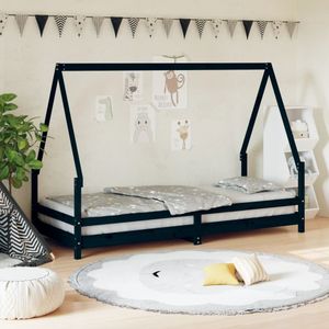 vidaXL Kinderbedframe 80x200 cm massief grenenhout zwart