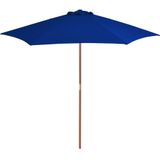 VidaXL Parasol Houten Paal 270 cm Blauw