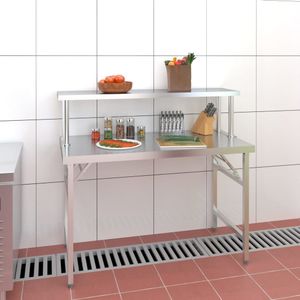 VidaXL-Keukenwerktafel-met-bovenschap-120x60x115-cm-roestvrij-staal
