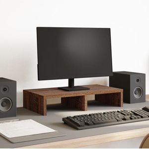 vidaXL - Monitorstandaard - 50x27x10 - cm - bewerkt - hout - bruin - eikenkleurig
