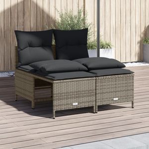 vidaXL 4-delige Loungeset met kussens poly rattan grijs