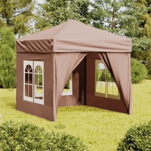 VidaXL Inklapbare Partytent met Zijwanden 2x2m - Taupe