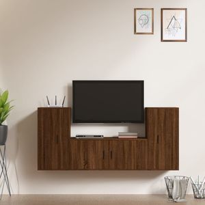 VidaXL 3-delige TV-meubelset - Bewerkt Hout - Bruineikenkleurig