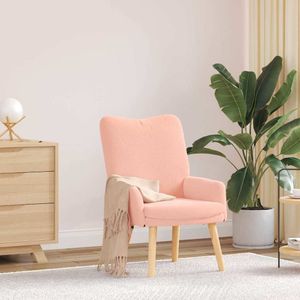 vidaXL Relaxstoel - Roze - Krullende Wolachtige Stof