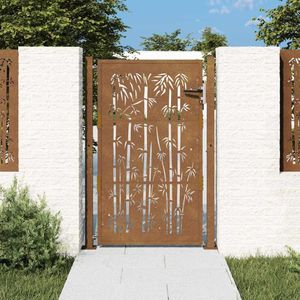 vidaXL - Poort - met - bamboe-ontwerp - 105x155 - cm - cortenstaal