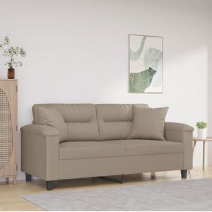 vidaXL Tweezitsbank met kussens 140 cm microvezelstof taupe