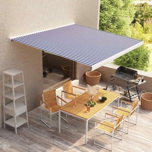 vidaXL - Luifeldoek - Blauw en Wit - 400x300 cm - Polyester