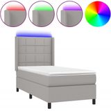 vidaXL - Boxspring - met - matras - en - LED - stof - lichtgrijsx190 - cm
