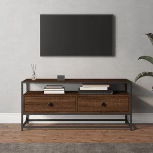 VidaXL Tv-meubel 100x35x45 cm - Bewerkt Hout - Bruineikenkleurig