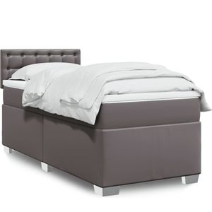 vidaXL Boxspring met matras kunstleer grijs 80x200 cm