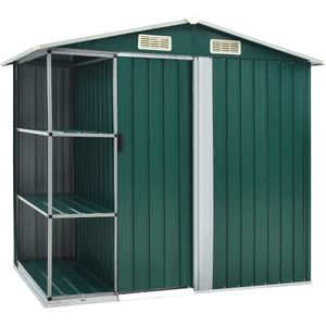 VidaXL Tuinschuur met Rek 205x130x183 cm - IJzer Groen