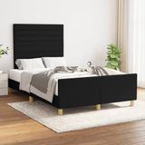 vidaXL Bedframe met hoofdbord stof zwart 120x190 cm