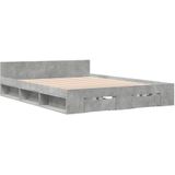 vidaXL Bedframe met lades bewerkt hout betongrijs 140x200 cm