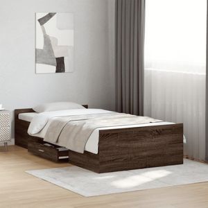 vidaXL Bedframe met lades bewerkt hout bruin eikenkleur 100x200 cm