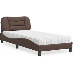 vidaXL Bed met matras kunstleer bruin 80x200 cm