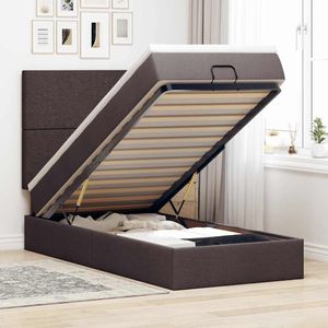 vidaXL - Bed - met - matrasx200 - cm - stof - donkerbruin