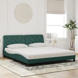 vidaXL Bed met matras fluweel donkergroen 180x200 cm