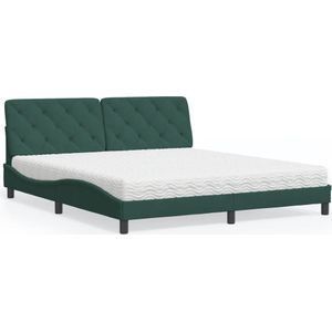 vidaXL Bed met matras fluweel donkergroen 180x200 cm