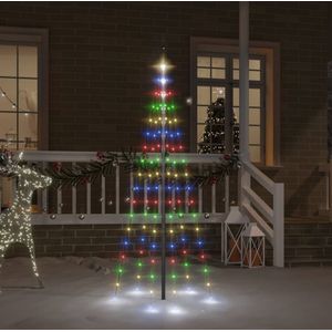 vidaXL Vlaggenmast kerstboom 108 LED's meerkleurig 180 cm