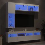 vidaXL 7-delige Tv-wandmeubelset met LED-verlichting wit