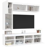 vidaXL 7-delige Tv-wandmeubelset met LED-verlichting wit