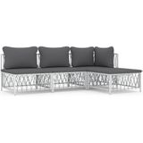 vidaXL 4-delige Loungeset met kussens staal wit