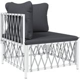 vidaXL 4-delige Loungeset met kussens staal wit