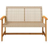 vidaXL Tuinbank 112 cm poly rattan en acaciahout beige