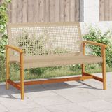 vidaXL Tuinbank 112 cm poly rattan en acaciahout beige