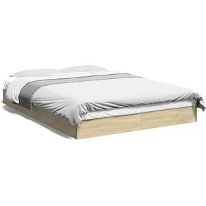 vidaXL Bedframe bewerkt hout sonoma eikenkleurig 90x190 cm