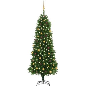 vidaXL Kunstkerstboom met verlichting en kerstballen 240 cm groen