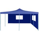 vidaXL Prieel inklapbaar met 2 zijwanden 5x5 m blauw