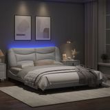 vidaXL Bedframe met LED-verlichting kunstleer wit 160x200 cm
